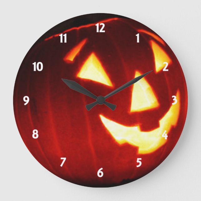 Jack o' Lantern Wall Clock Große Wanduhr (Vorderseite)