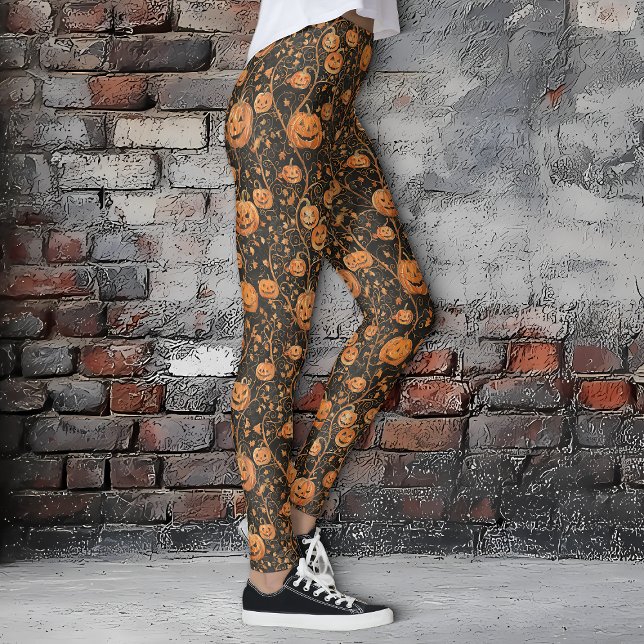 Jack-o-Lanterns auf dem WeinHalloween Leggings (Jack-o-Lanterns on the Vine Halloween Leggings)