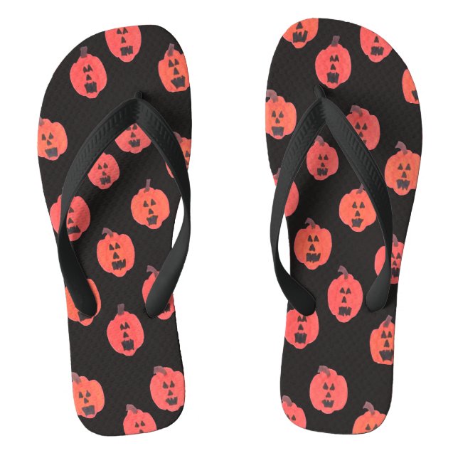 Jack-o-Lanterns auf Schwarz Flip Flops (Fußbett)