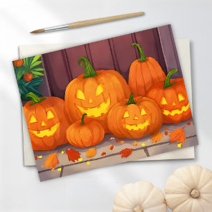 Jack-O-Lanterns Halloween Watercolor Pumpkins Feiertagskarte