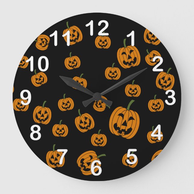Jack O' Lanterns Hintergrund Große Wanduhr (Vorderseite)