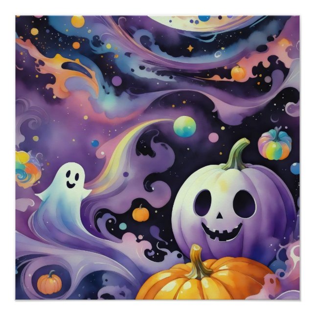 Jack-O'-Lanterns und freundliche Phantome im Weltr Poster (Vorderseite)
