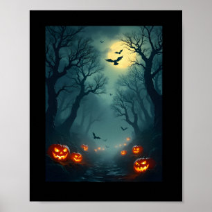 Jack-O'-Lanterns und Vollmond Poster