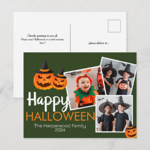 Jack-o-Laterne Halloween Familie 3 Foto Feiertagspostkarte