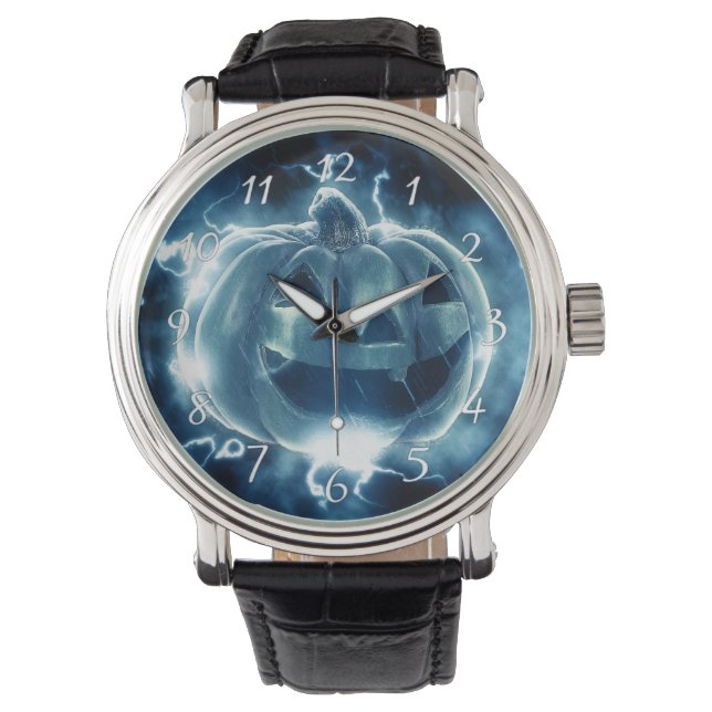 Jack-o-Laterne im Regen Armbanduhr (Vorderseite)