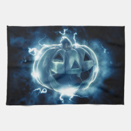 Jack-o-Laterne im Regen Geschirrtuch