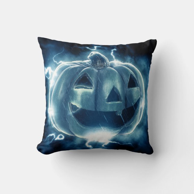 Jack-o-Laterne im Regen Kissen (Vorderseite)