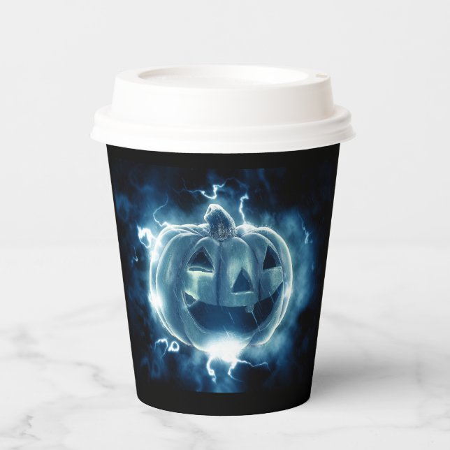 Jack-o-Laterne im Regen Pappbecher (Vorderseite)