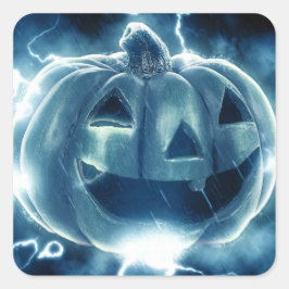 Jack-o-Laterne im Regen Quadratischer Aufkleber