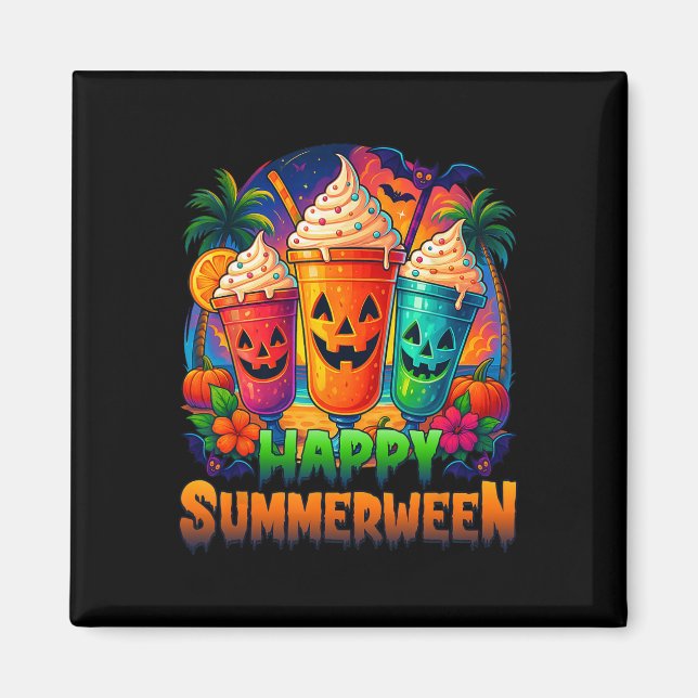 Jack-o-Laterne Summerween Vibes Skeleton Summer Wa Magnet (Vorne)