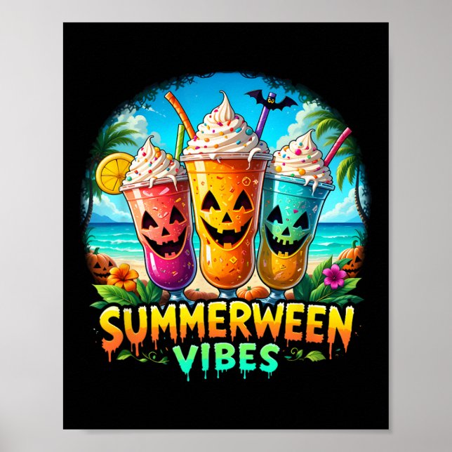 Jack-o-Laterne Summerween Vibes Skeleton Summer Wa Poster (Vorne)