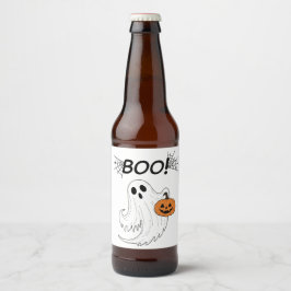 Jack-o’-Laterne und ein weißes Ghost-Boom Hallowee Bierflaschenetikett