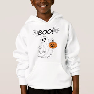 Jack-o’-Laterne und ein weißes Ghost-Boom Hallowee Hoodie