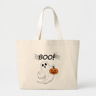 Jack-o’-Laterne und ein weißes Ghost-Boom Hallowee Jumbo Stoffbeutel