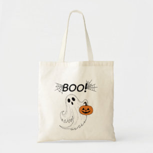 Jack-o’-Laterne und ein weißes Ghost-Boom Hallowee Tragetasche