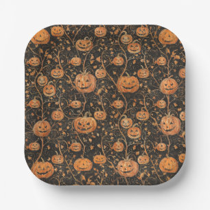 Jack-o-Laternen auf dem Weinberg Pappteller