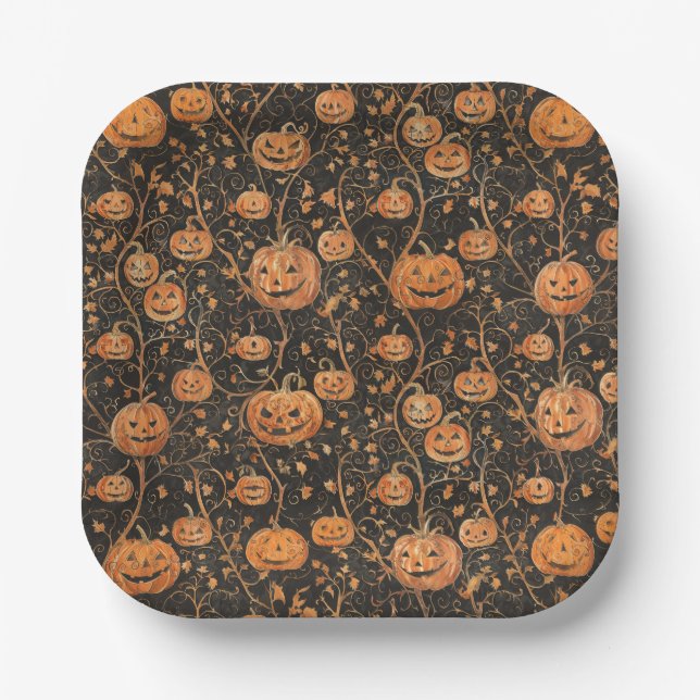 Jack-o-Laternen auf dem Weinberg Pappteller (Vorderseite)