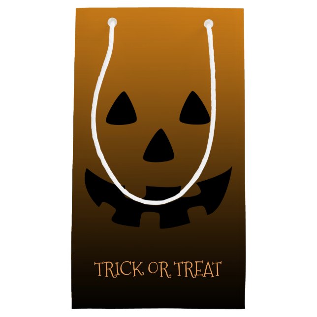 Jack o Laternengesicht auf Orange Kleine Geschenktüte (Vorderseite)