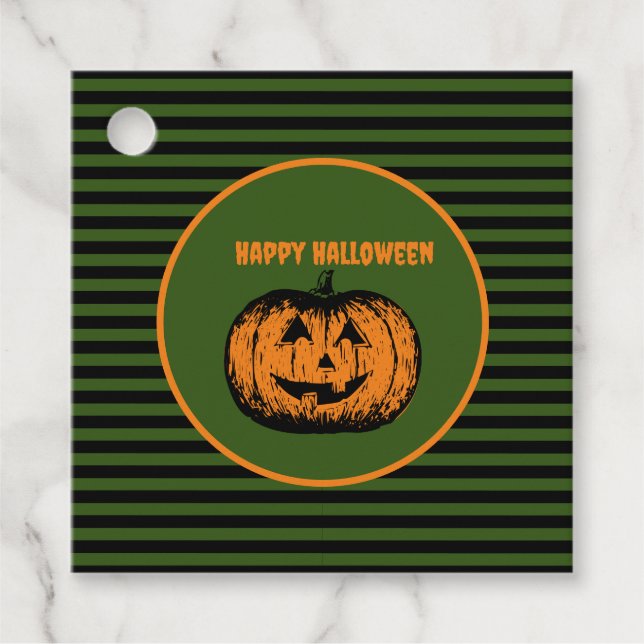 Jack-o'-Laternenkürbis gestrichen Geschenkanhänger (Vorderseite)
