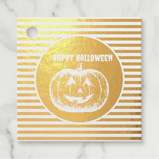 Jack-o'-Laternenkürbis gestrichen Geschenkanhänger (Vorderseite)