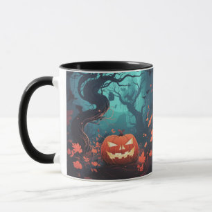 Jack-o' Laternenwaldorange Blätter Halloween-Tasse Tasse