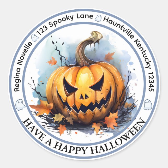 Jack-oder-Lantern-Umschlag-Siegel Runder Aufkleber (Vorderseite)