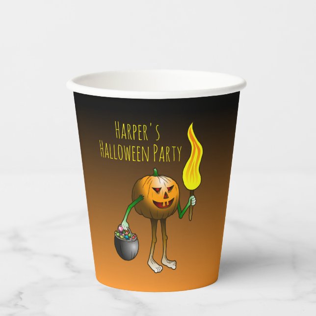 Jack O'lantern auf Trick oder Trete Pappbecher (Vorderseite)