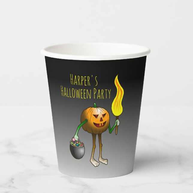 Jack O'lantern auf Trick oder Trete Pappbecher (Vorderseite)