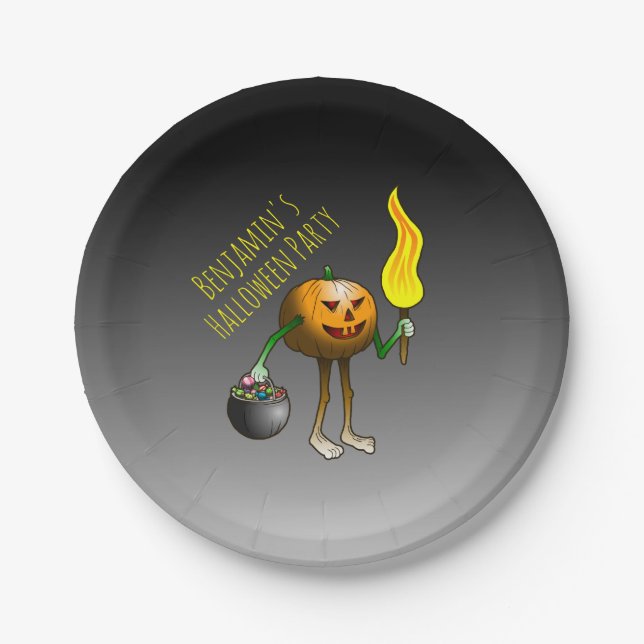 Jack O'lantern auf Trick oder Trete Pappteller (Vorderseite)