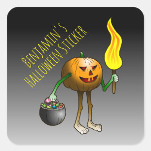 Jack O'lantern auf Trick oder Trete Quadratischer Aufkleber