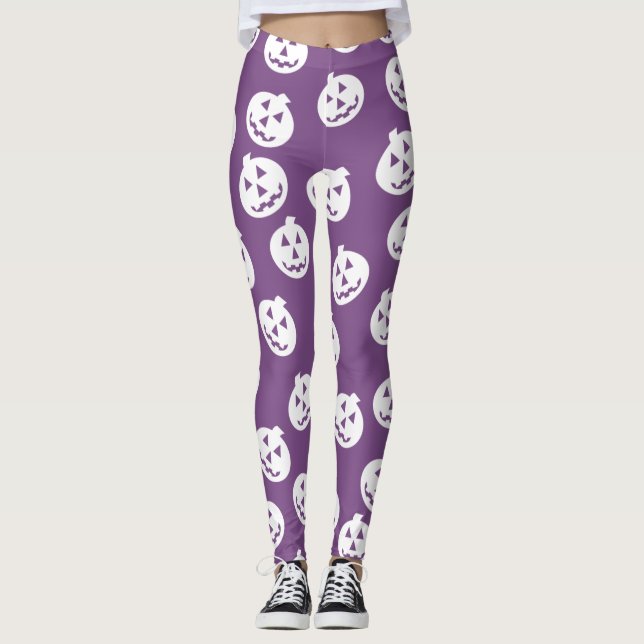 Jack O'Lantern Confetti-Leggings weiß/lila Leggings (Vorderseite)
