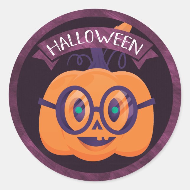 Jack O'Lantern, die Brillen Halloween tragen Runder Aufkleber (Vorderseite)