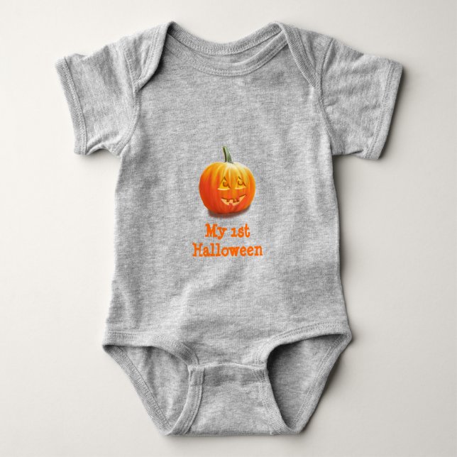 Jack O'Lantern Halloween Baby Bodysuit Strampler (Vorderseite)