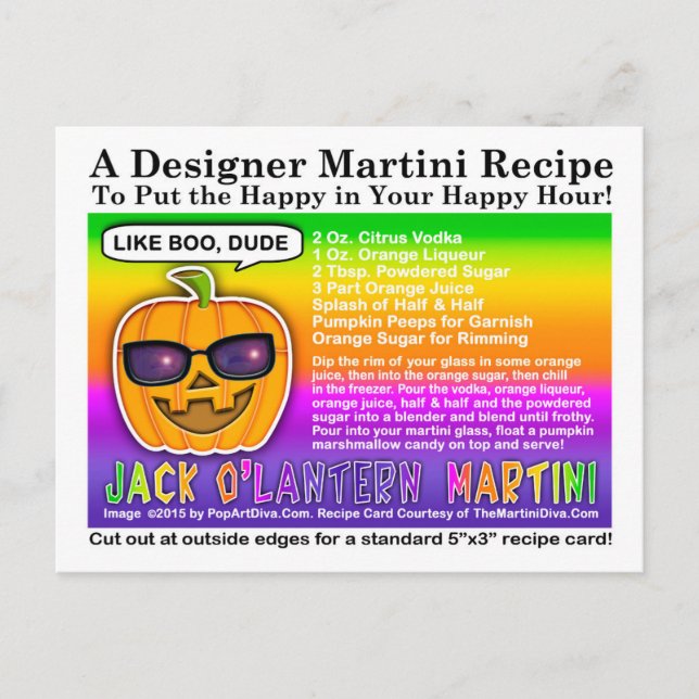 Jack O'Lantern Halloween Cocktail Rezept Postkarte (Vorderseite)