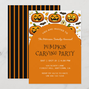 Jack O'lantern Halloween-Kürbisschnitzparty Einladung
