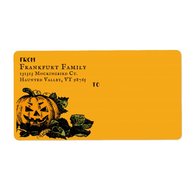 Jack O'Lantern Halloween Label (Vorne)