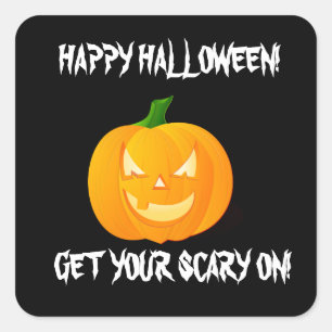 JACK O'LANTERN HALLOWEEN QUADRATISCHER AUFKLEBER
