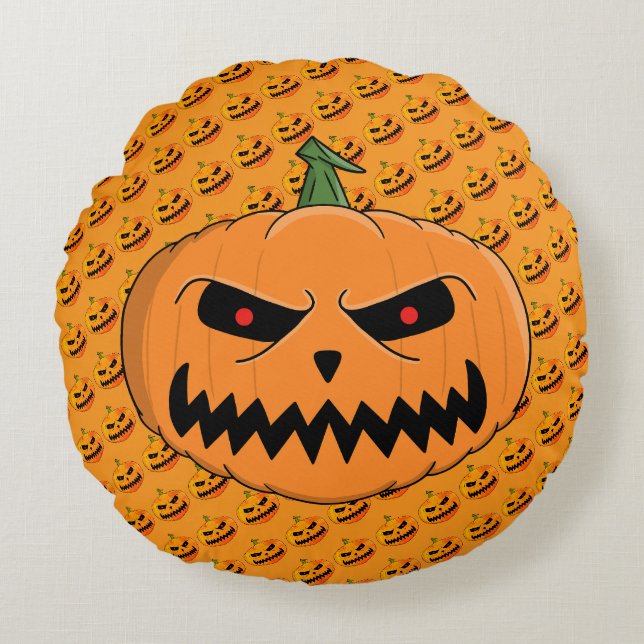 Jack O'Lantern Halloween Rundes Kissen (Vorderseite)