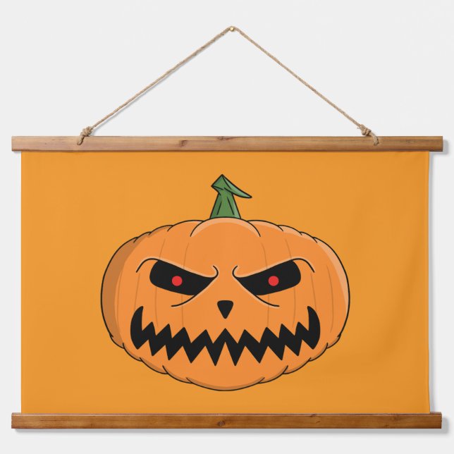 Jack O'Lantern Halloween Wandteppich Mit Holzrahmen (Vorne)