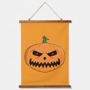 Jack O'Lantern Halloween Wandteppich Mit Holzrahmen