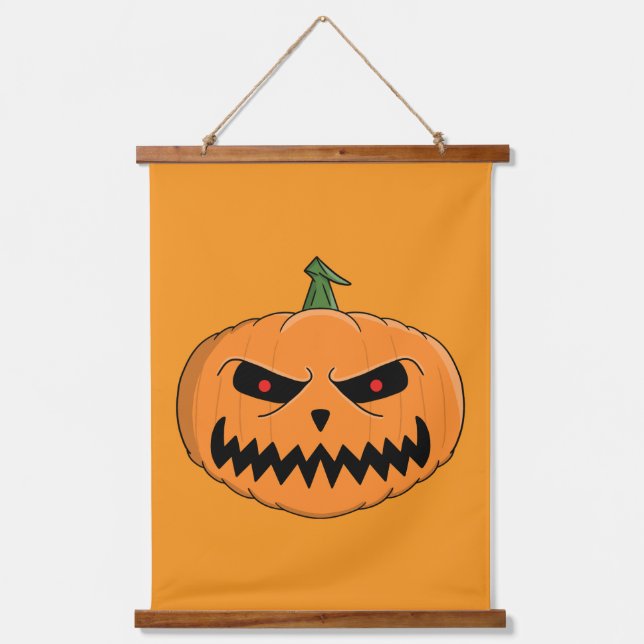 Jack O'Lantern Halloween Wandteppich Mit Holzrahmen (Vorderseite)