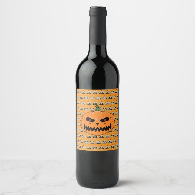 Jack O'Lantern Halloween Weinetikett (Vorderseite)
