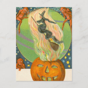 Jack O'Lantern Pumpkin Feuerzwerge Postkarte