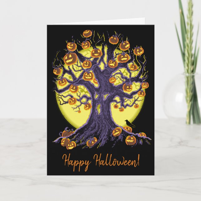 Jack O'Lantern Tree Karte (Vorderseite)