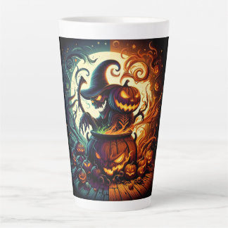 Jack-o'lantern und Hexenkelett Latte Tasse