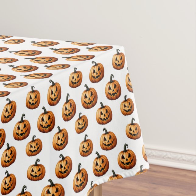 Jack O'Lanterns auf Weiß Tischdecke (Beispiel)