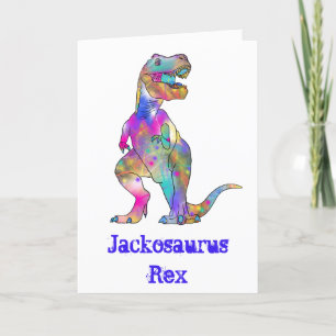 Jack osaurus farbenfroh T Rex Dinosaurier Art Name Feiertagskarte