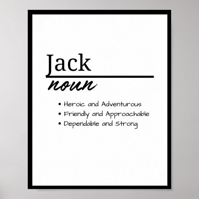 Jack, Personalisierte Bezeichnung für Junge Poster (Vorne)