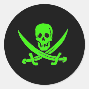 Jack Rackham-Grün Runder Aufkleber