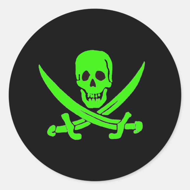 Jack Rackham-Grün Runder Aufkleber (Vorderseite)